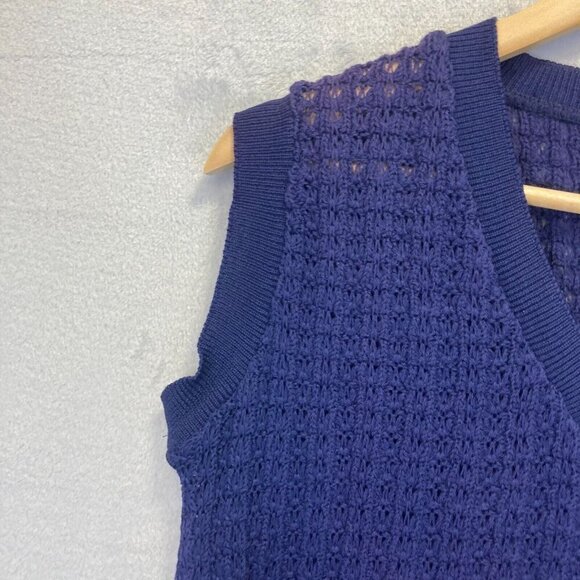 Vintage 1960's Pendleton Open Knit Vest Womens 40 (Large) Blue Crochet 60s RARE - Picture 11 of 11
